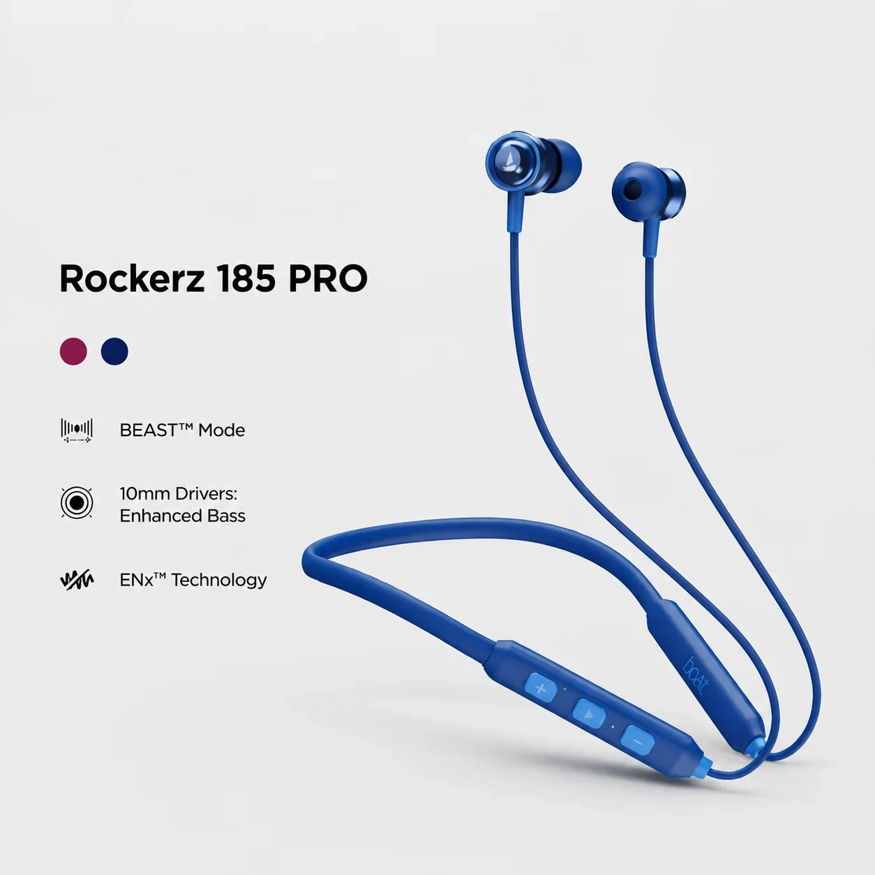 boAt Rockerz 185 PRO Wireless Neckband with BEAST™ Mode, 10mm Drivers & ENx™ Tech