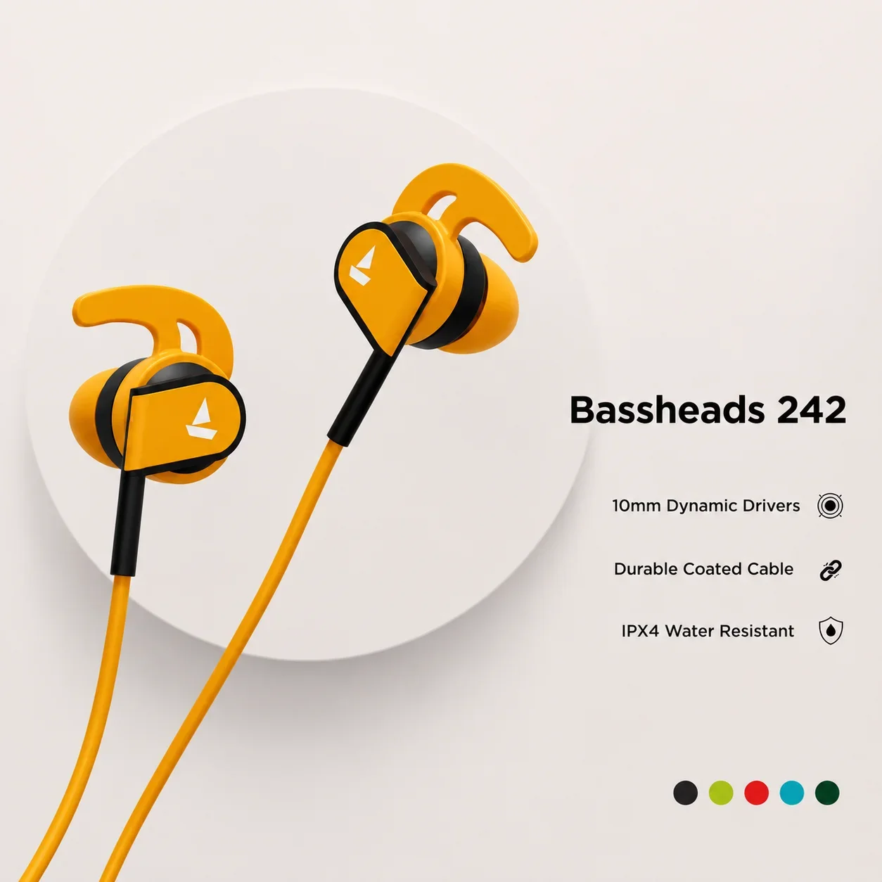 boAt Bassheads 242 Wired Sports Earphones with 10mm Dynamic Drivers & IPX4 Rating