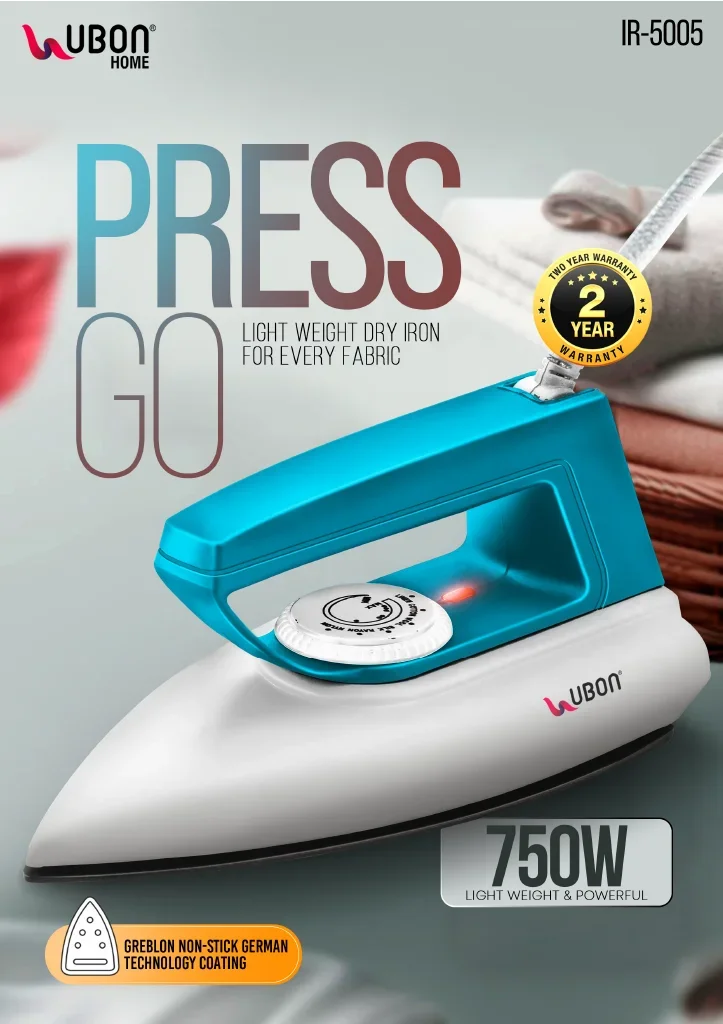 UBON IR-5005 Press Go 750W Lightweight Dry Iron