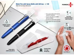 L148 Metal Pen With Spray Bottle With Gift Box | Metal Refill And Brass Mechanism