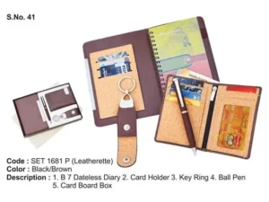 Leather Spiral Pen Keyring Set