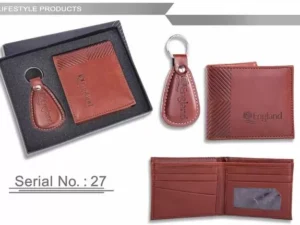 Gents Leather Wallet Keychain Set