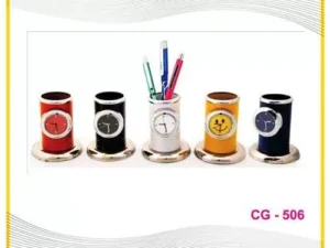 Steel Table Clock Pen Stand